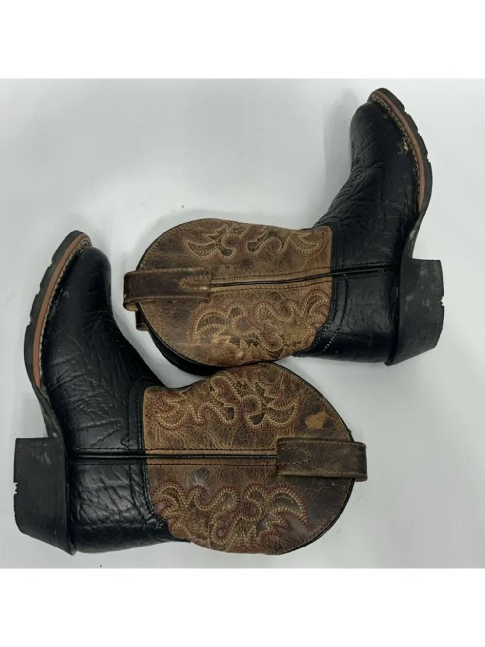 Dan Post Little River Leather Children’s Boots 11D Brown Black Western Cowboy